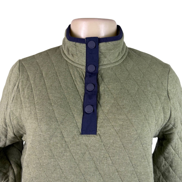 Orvis Womens Green Cotton Quilted 1/4 Snap Pullover Jacket Sz XS - New