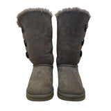 UGG Women’s Gray Suede Shearling-Lined Warm Button-Up Tall Boots Size 6