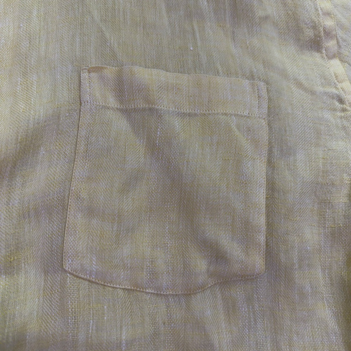 Alex Cannon Mens Yellow Short Sleeve Linen Button-Down Shirt Chest Pocket Sz XL