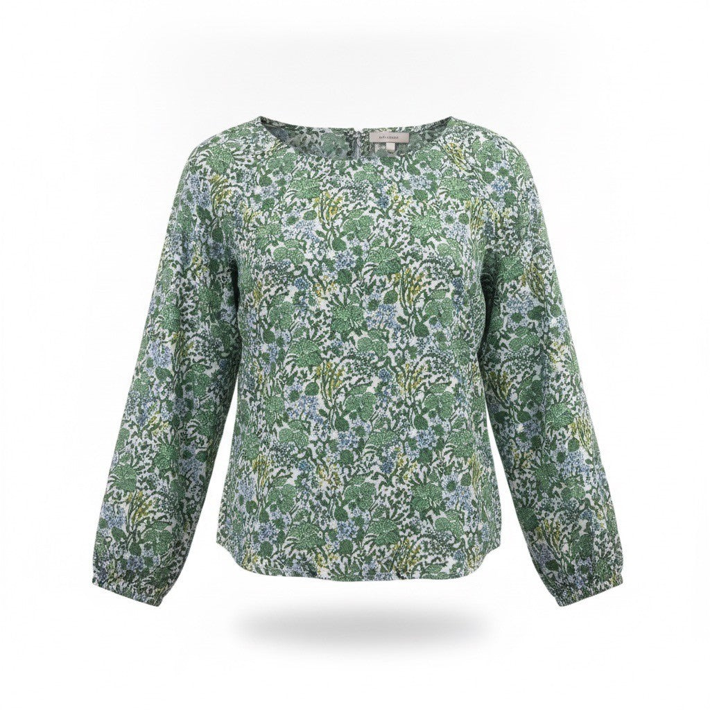 J.Crew Womens Green Floral Long Sleeve Blouse Lightweight Top