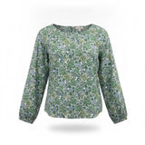 J.Crew Womens Green Floral Long Sleeve Blouse Lightweight Top