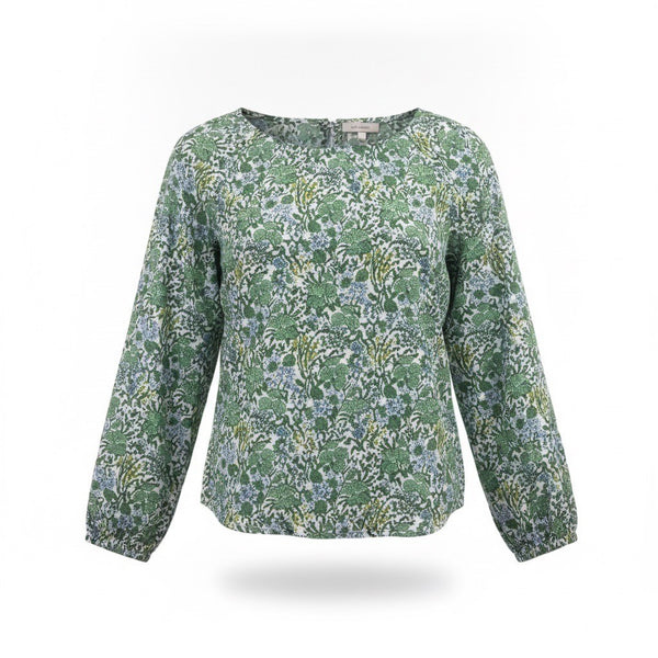 J.Crew Womens Green Floral Long Sleeve Blouse Lightweight Top