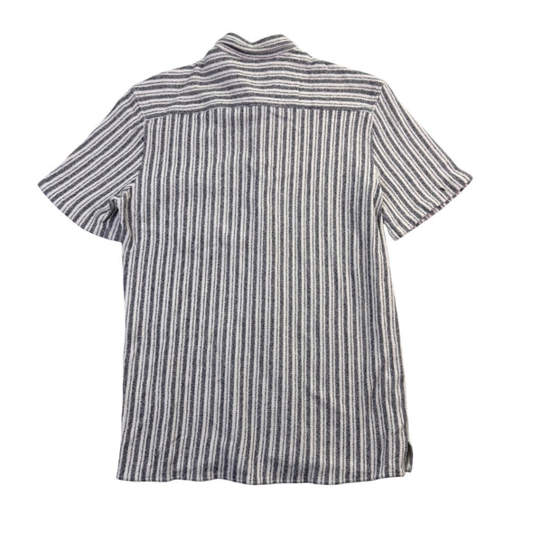Zara Mens White & Black Striped Short Sleeve Relaxed Fit Shirt Sz M