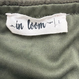 In Loom Womens Olive  Jumpsuit Button-Front Wide Leg Belted Sleeveless Size L