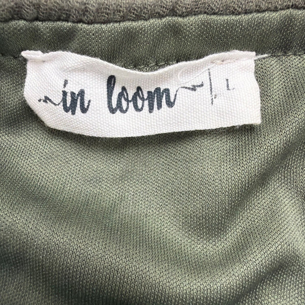 In Loom Womens Olive  Jumpsuit Button-Front Wide Leg Belted Sleeveless Size L