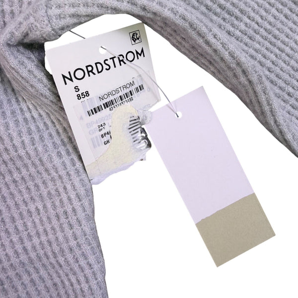 BP. Womens Heather Gray Ribbed Long Sleeve Mock Neck Cropped Top Size S