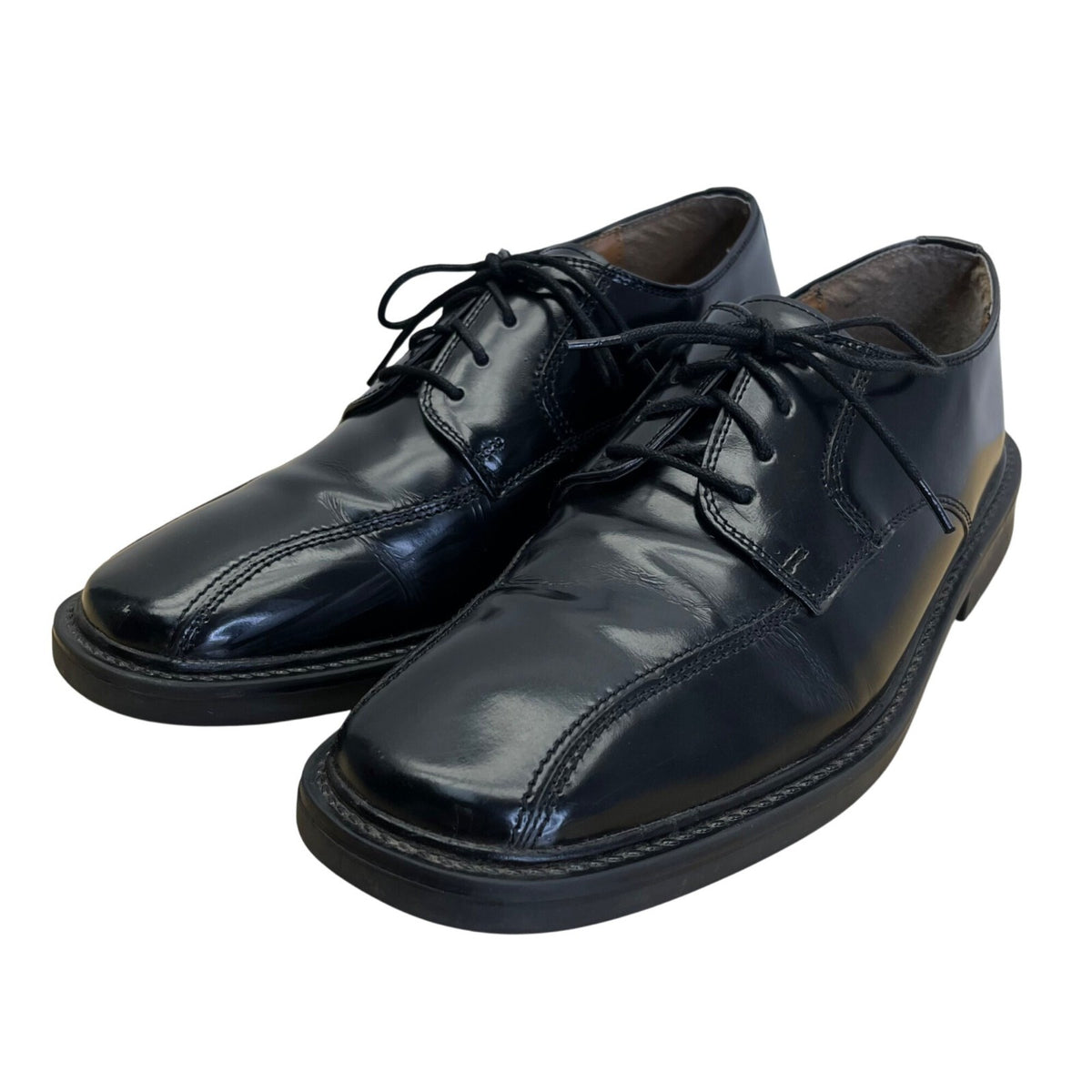 Stacy Adams Men’s Black Leather Lace Up Bike Toe Oxford Shoes Size 10.5M