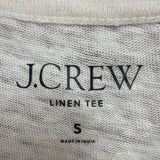 J.Crew Womens White Linen Tee Floral Appliqué Short Sleeve Casual Top Size S