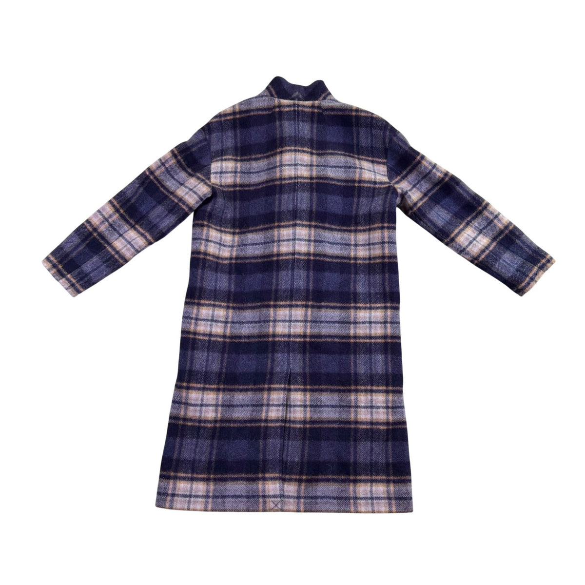 Madewell Womens Navy Wool Blend Plaid Double-Breasted Coat Size XS