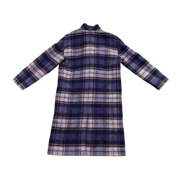 Madewell Womens Navy Wool Blend Plaid Double-Breasted Coat Size XS