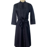 Elie Tahari Women’s Navy Blue Lace-Detail Dress With Bow-Tie Waist