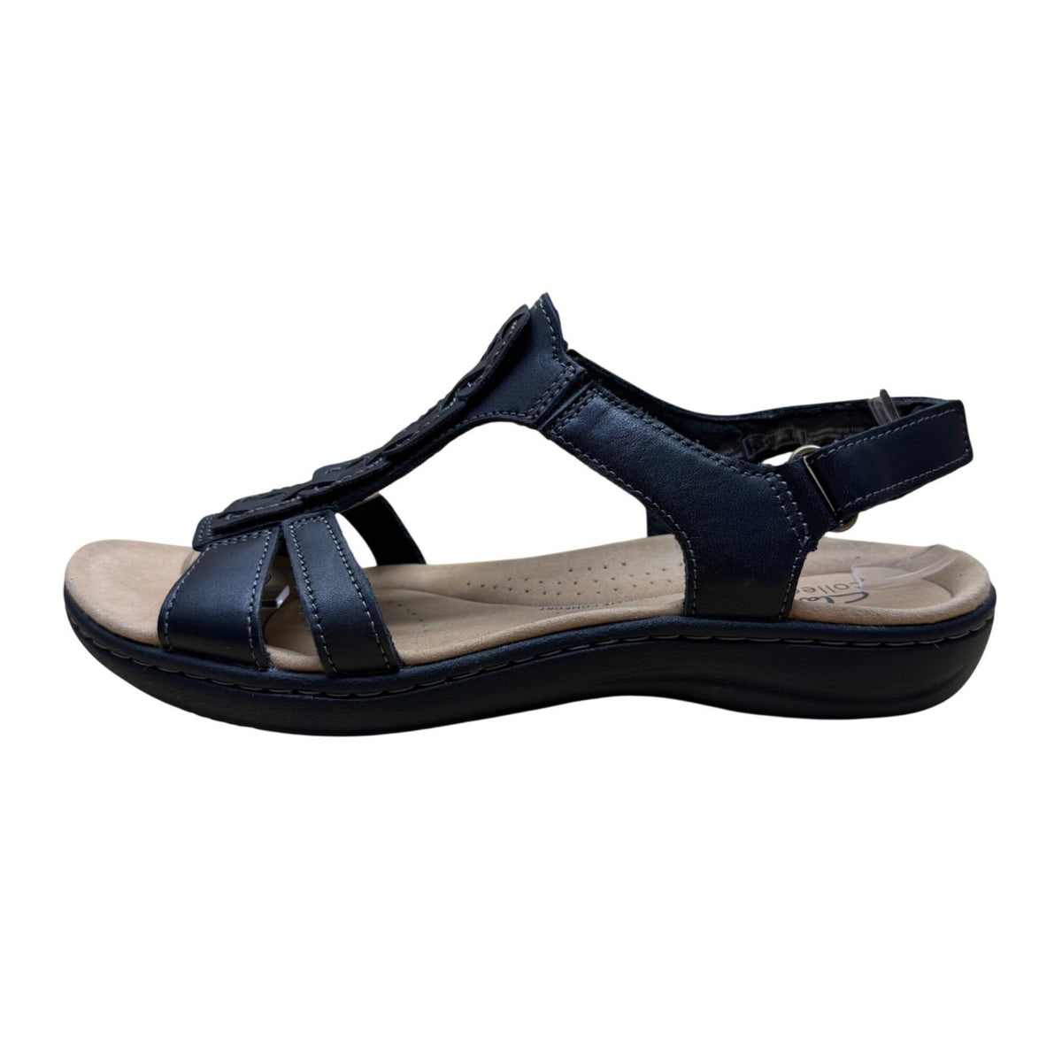Clarks Women’s Black Leather Adjustable Strap Laurieann Kay Sandals Size 8.5M