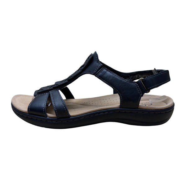 Clarks Women’s Black Leather Adjustable Strap Laurieann Kay Sandals Size 8.5M