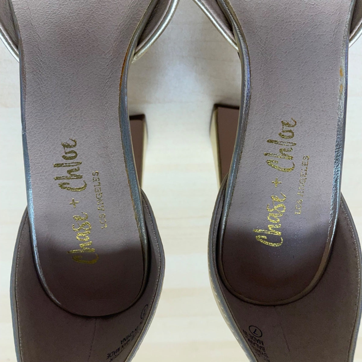 Chase + Chloe LA Women’s Gold Ankle Strap Ayla Platform Heels Size 7