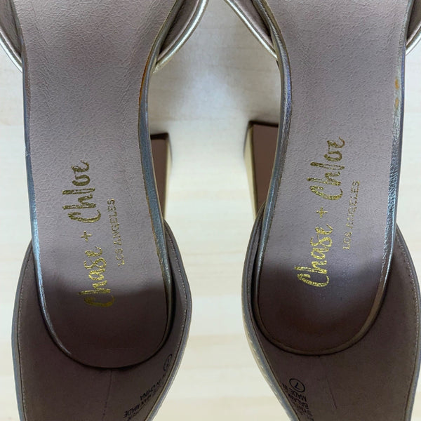 Chase + Chloe LA Women’s Gold Ankle Strap Ayla Platform Heels Size 7