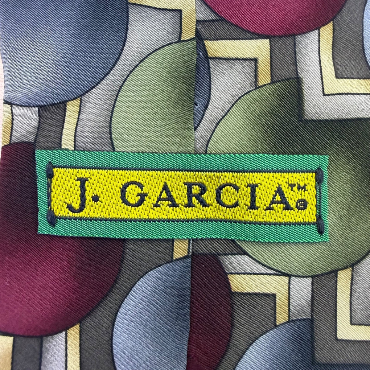 J. Garcia Mens Multicolor Geometric 100% Silk Tie Hand Sewn In U.S.A. Art-Inspir