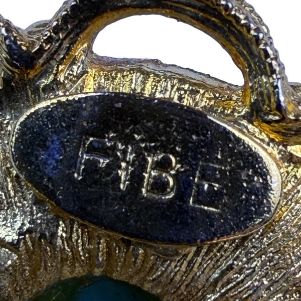 Fibe Womens Gold Tone Blue Swirl Cabochon Clip-On Earrings Vintage