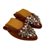 Guansitu Women’s Red Satin Bejeweled Toe Accent Foldable Ballet Flats Size 44