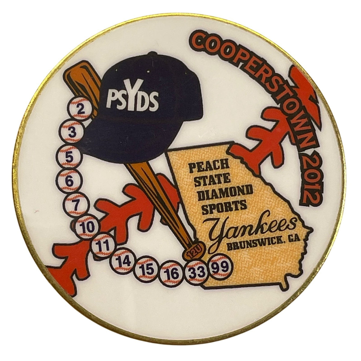 Cooperstown 2012 Soft Pin Georgia Map Peach State Yankees Diamond Collectible