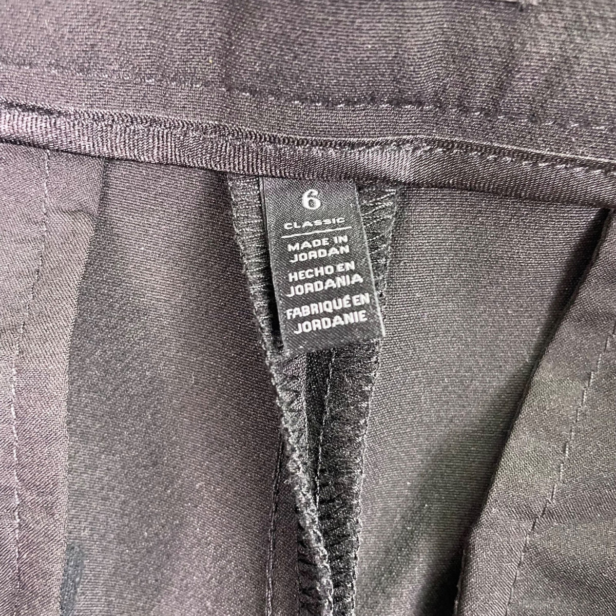 White House Black Market Women Black Cotton/Polyester Slim Trousers Pants Size 6