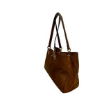 Lauren Conrad Women’s Brown Faux Leather Gold Flower Hardware Shoulder Bag