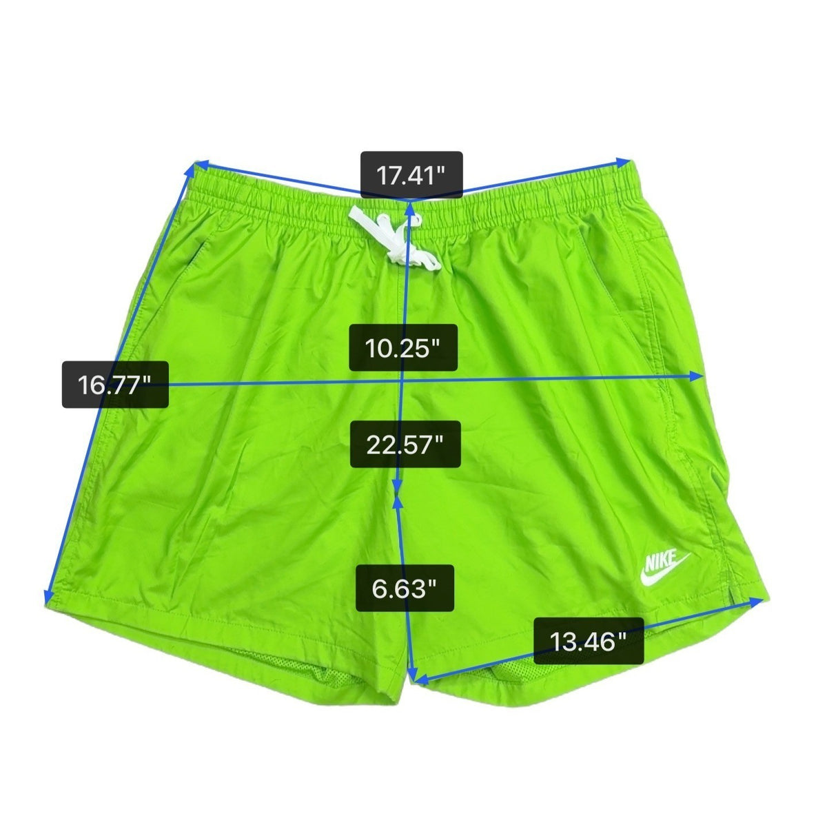Nike Mens Neon Green Swim Shorts With Mesh Lining Mid-Thigh Length Sz XL