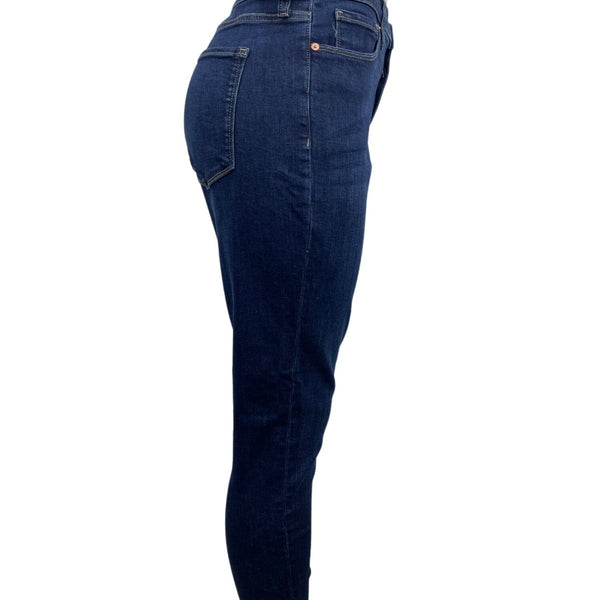 Womens Mid-Rise Dark Blue Skinny Jeans New