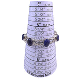 Sterling Silver 925 Womens Blue Lapis Lazuli Link Bracelet Adjustable Unique