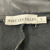 Avec Les Filles Black Cropped Faux Leather Pants High Rise Size S