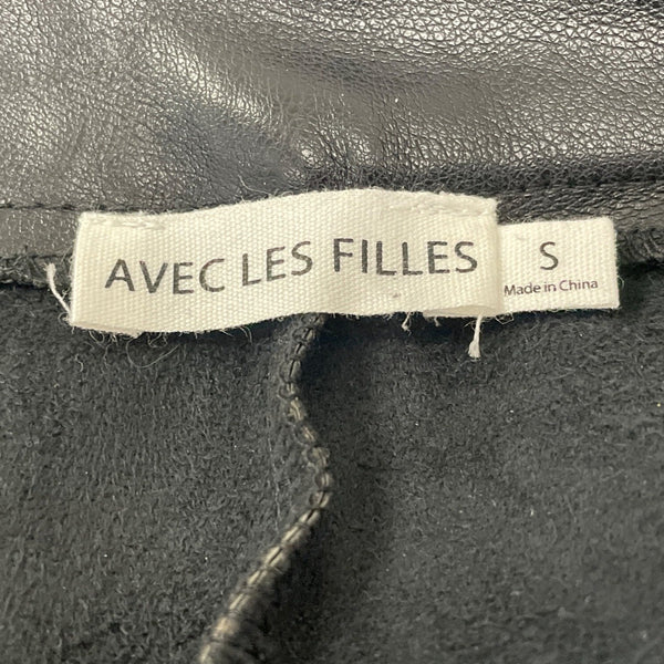 Avec Les Filles Black Cropped Faux Leather Pants High Rise Size S
