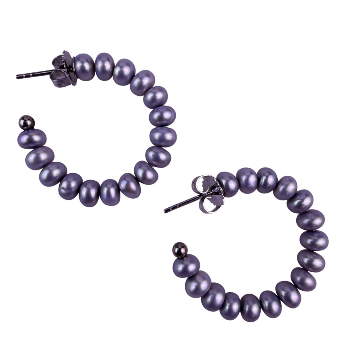 Honora Womens Gray Faux Pearl Necklace & Earring Set With Metal Accents