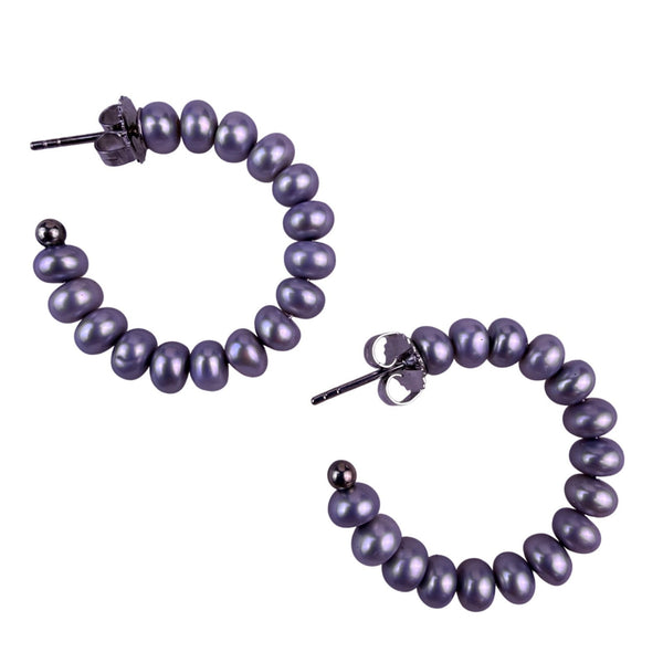 Honora Womens Gray Faux Pearl Necklace & Earring Set With Metal Accents