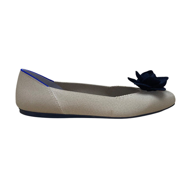 Rothys Women’s Beige & Black Knit Flower Ballet Flats Size 11.5
