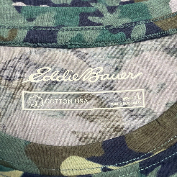 Eddie Bauer Womens Dark Green Camouflage Crew Neck T-Shirt Size L
