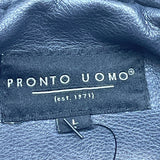 Pronto Uomo Mens Black Faux Leather Quilted Vest With Pockets Sz L - New