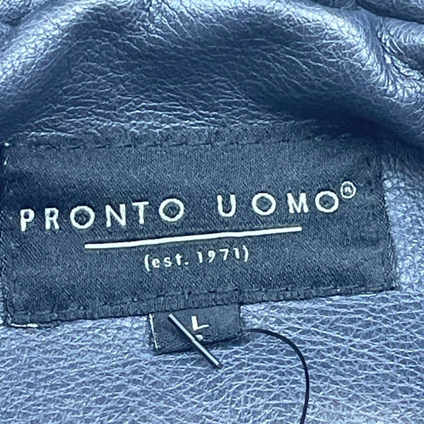 Pronto Uomo Mens Black Faux Leather Quilted Vest With Pockets Sz L - New