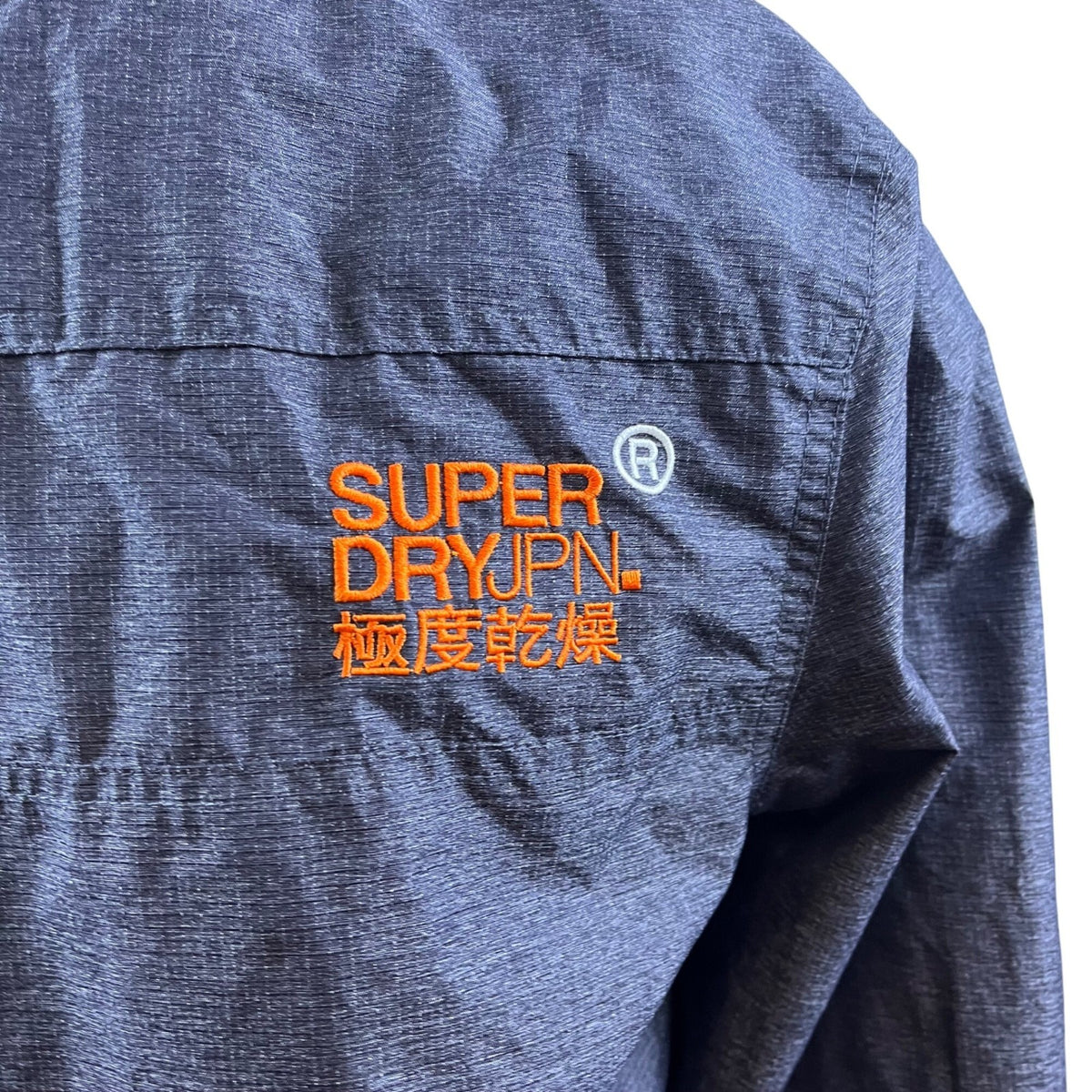 Superdry Mens Blue Windcheater Jacket Zip Closure Camouflage Lining Size L