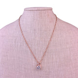 Necklace Rosetone Womens Cubic Zirconia Solitaire Pendant Chain Adjustable Tear 