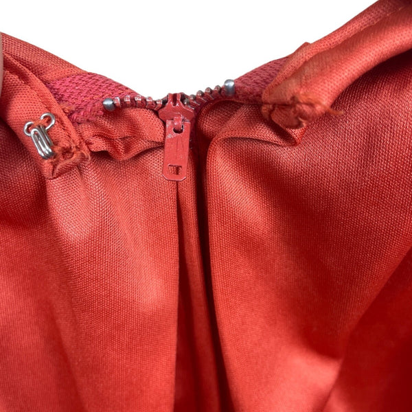 Vintage Style Rust Orange Maxi Dress With Belt & Flutter Sleeves S/M