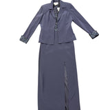 Vie By Victoria Royal Womens Gray Sequin Top & Blazer Formal Dress Set Sz 8