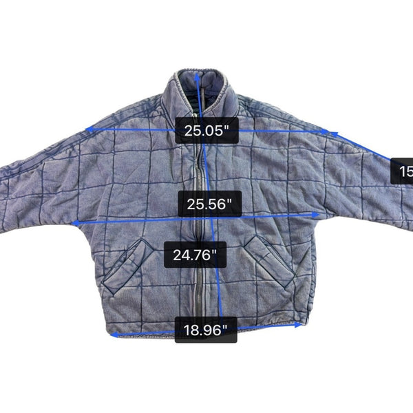 Free People Womens Blue Quilted Cotton Jacket Zip Front Lightweight Casual Sz S