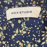 Max Studio Women's Blue with Flower Print Peplum Shirt Sz S