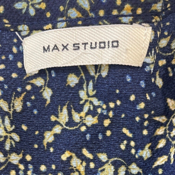 Max Studio Women's Blue with Flower Print Peplum Shirt Sz S