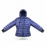 Calvin Klein Womens Blue Hooded Packable Down Blend Jacket Size L