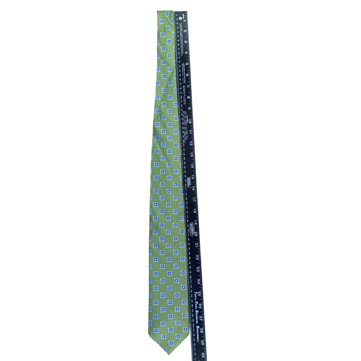 Jos. A. Bank Mens Green & Blue 100% Silk Geometric Pattern Tie