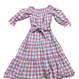Kate Spade Colorful Checkered Maxi Dress With Ruffled Hem Multicolor Sz XS