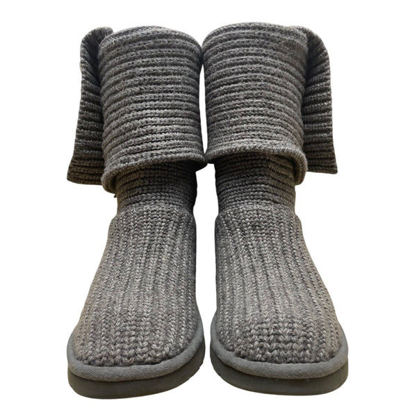 UGG Women’s Gray Knit Button-Up Fold-Over Design  Winter Boots Size 7