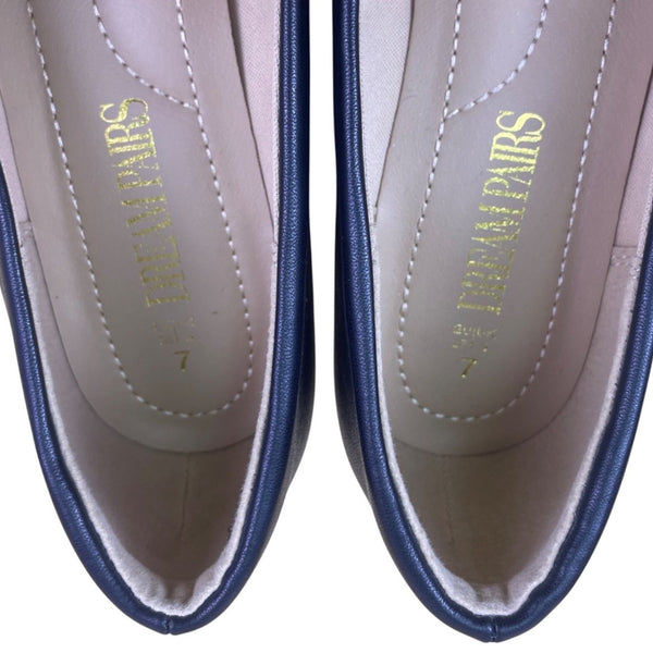 Dream Pairs Women’s Navy Faux Leather Low Heel Slip-On Pumps Size 7 - New