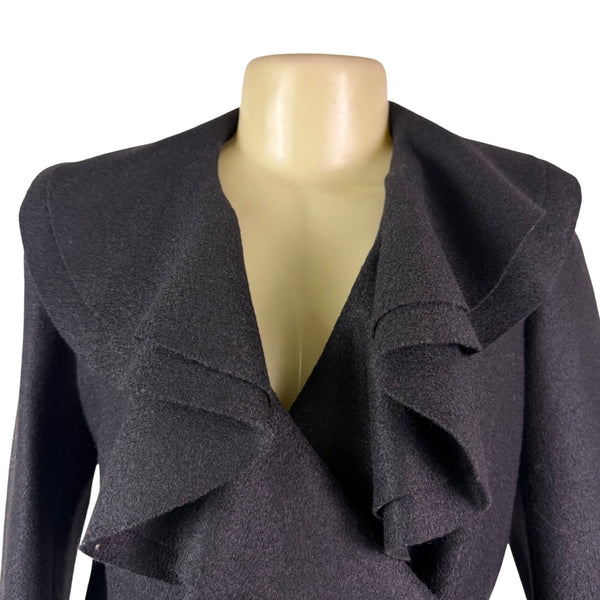 Lafayette 148 Womens Black Wool Ruffled Blazer Button Front Size 6P