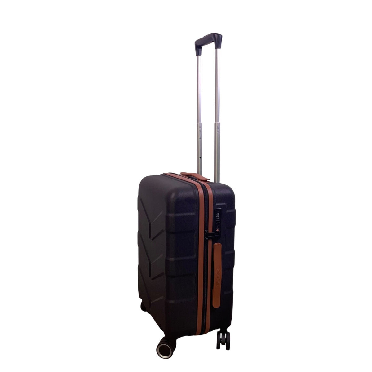 Tilymol Black & Orange Telescopic Handle TSA Lock Hard-Shell Spinner Luggage